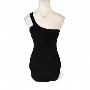 one shoulder black mini dress vintage Charlotte Russe size small